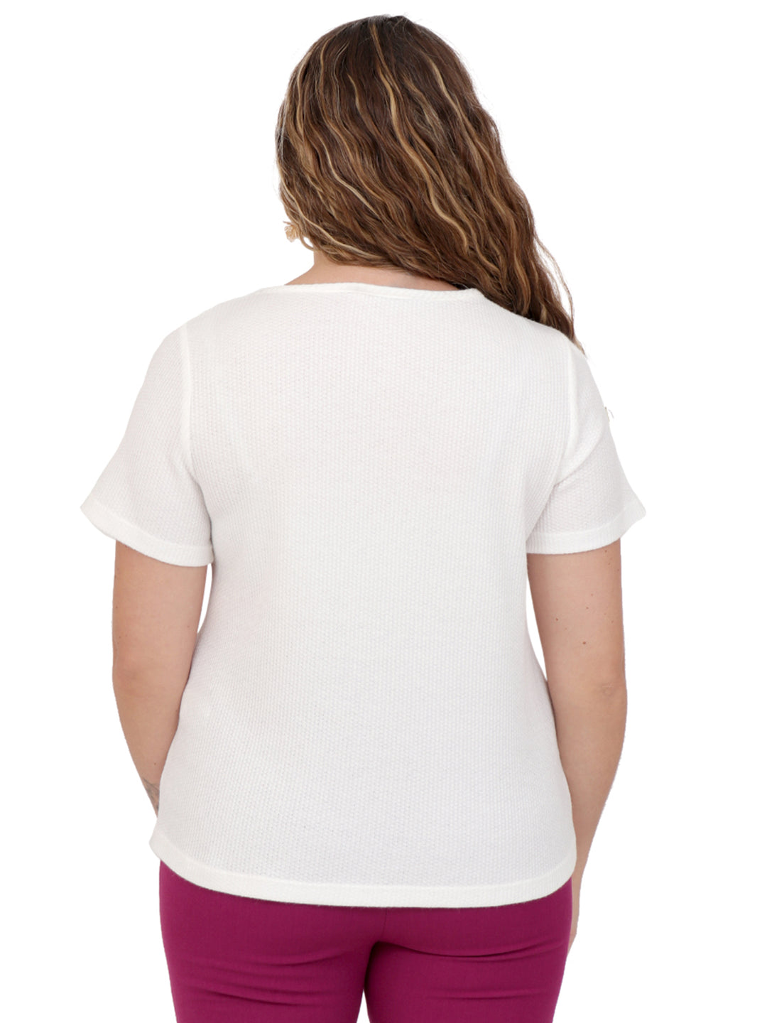 Blusa cuello Redondo, Manga Corta, Lisa