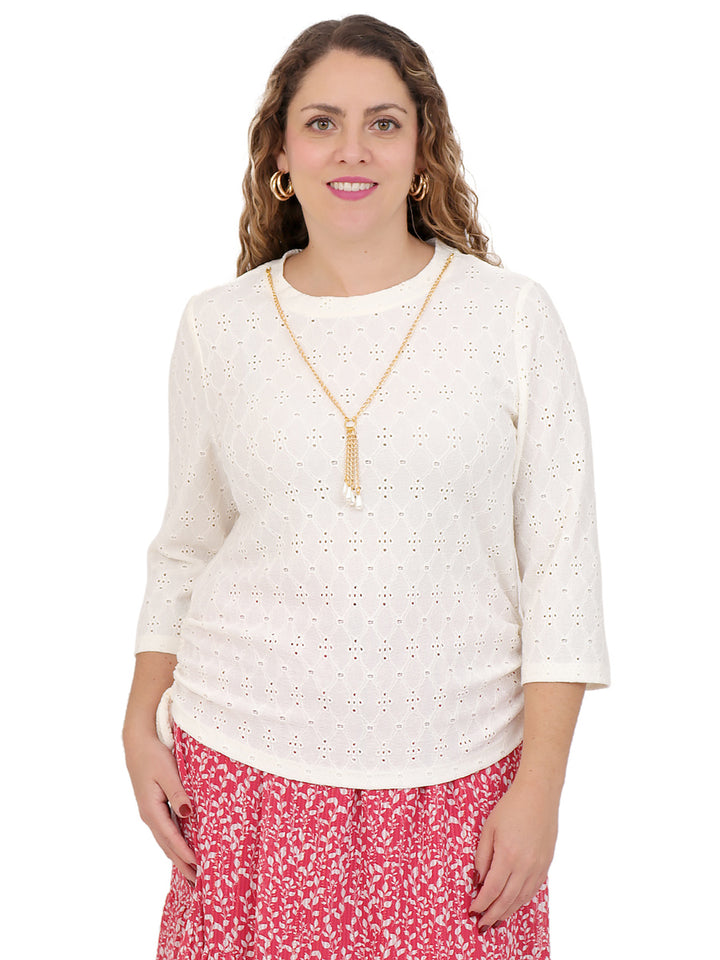 Blusa cuello Redondo, Manga 3/4, Lisa