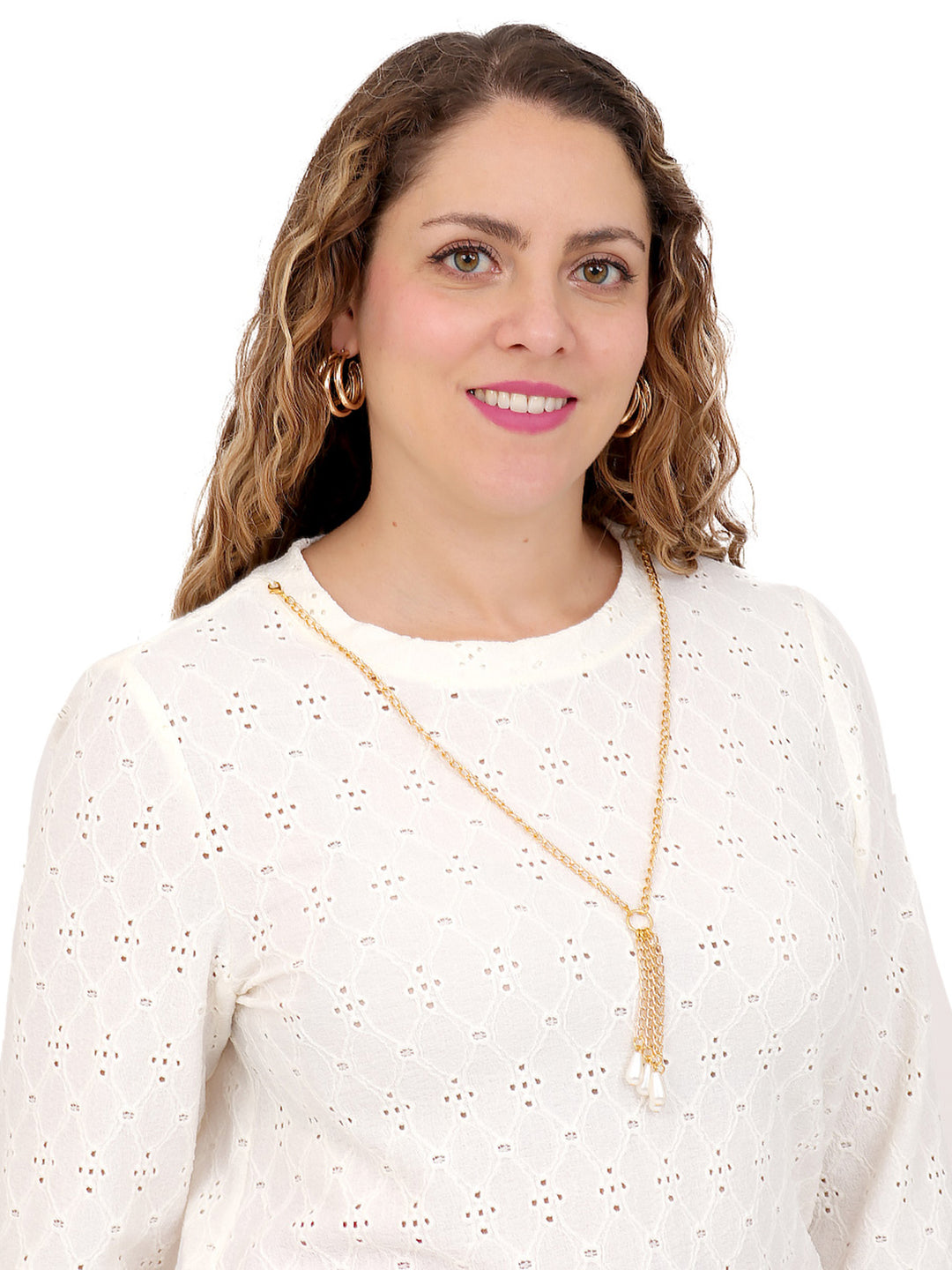 Blusa cuello Redondo, Manga 3/4, Lisa