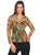 Blusa Cuello  V con nudo, Manga Larga, Estampada