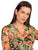 Blusa Cuello  V con nudo, Manga Larga, Estampada