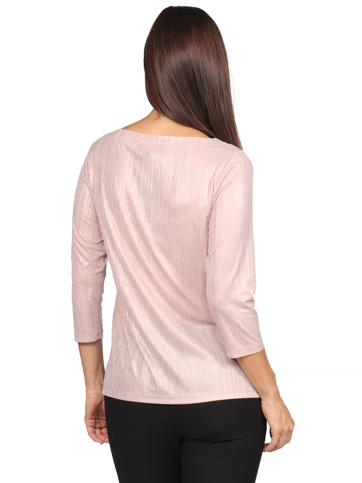 Blusa Cuello Redondo, Manga 3/4,con Amarre en el costado