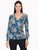 Blusa Cuello en V, Manga Larga, Estampada