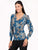 Blusa Cuello en V, Manga Larga, Estampada