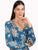 Blusa Cuello en V, Manga Larga, Estampada