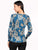 Blusa Cuello en V, Manga Larga, Estampada