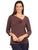 Blusa Cuello Asimetrico Manga 3/4,Lisa