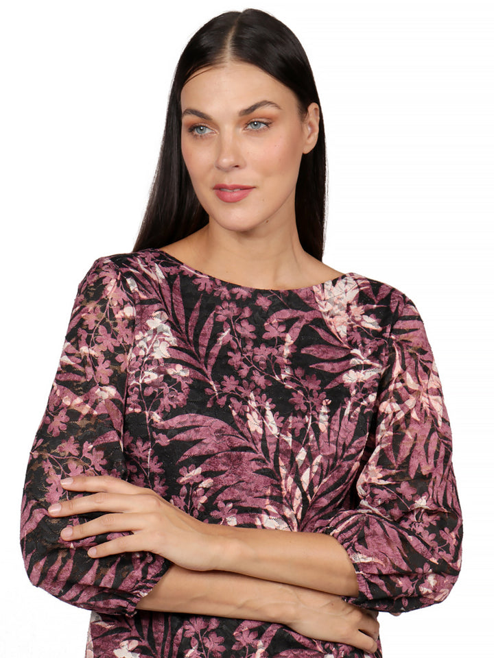 Blusa Cuello Redondo, Estampada, Manga 3/4