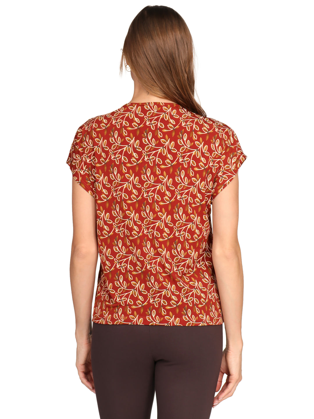 Blusa Cuello en V,  Manga  Corta, Estampado