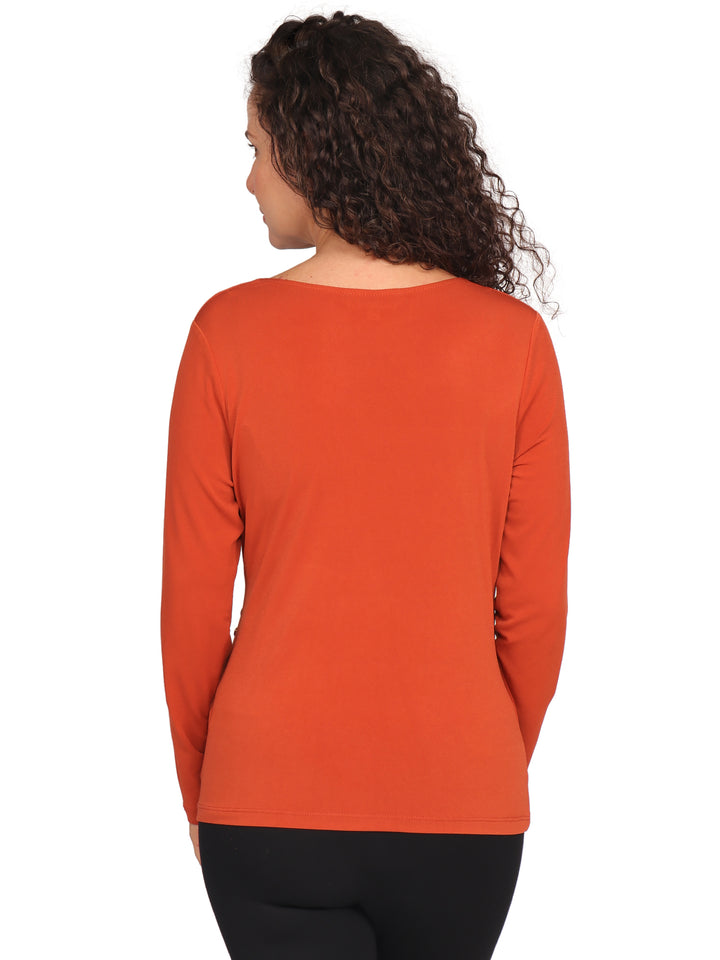 Blusa Cuello en V, Cruzada con Botones,  Manga Larga, Botones en Puño
