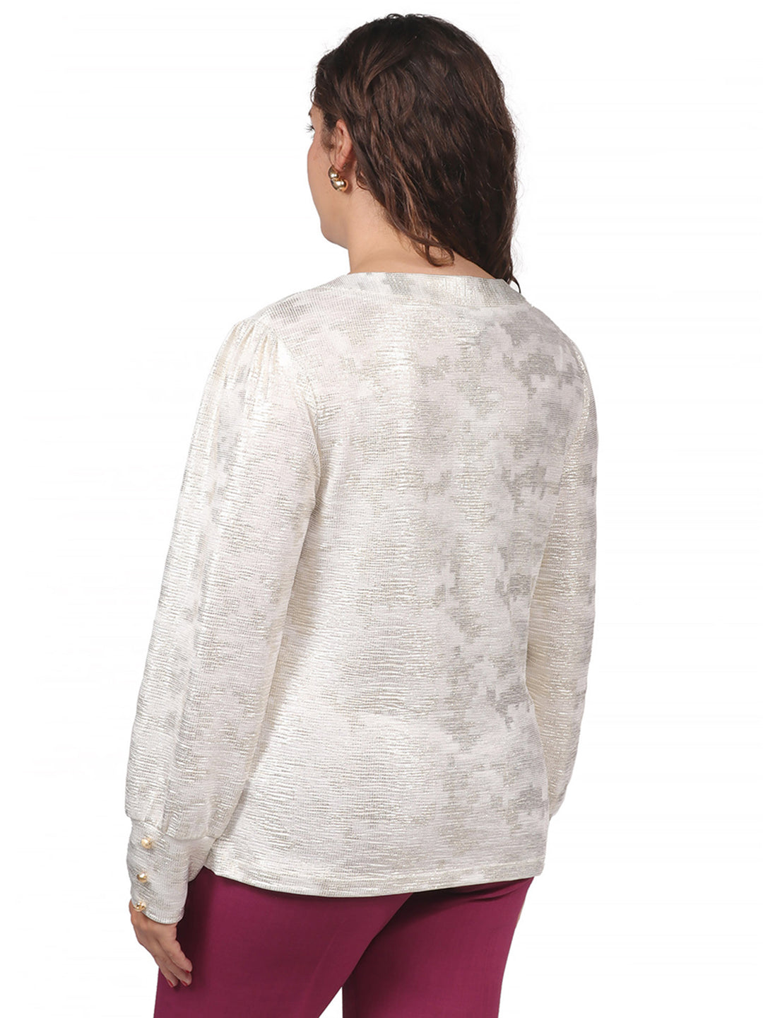 Blusa Cuello en V , Manga Larga