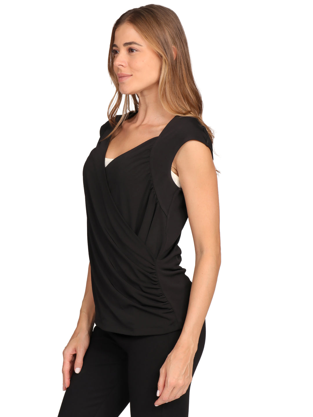 Blusa Escote en V,   Sin Manga
