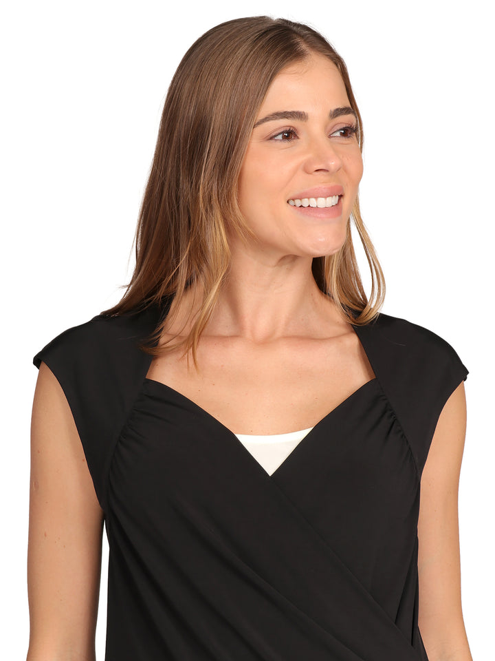 Blusa Escote en V,   Sin Manga