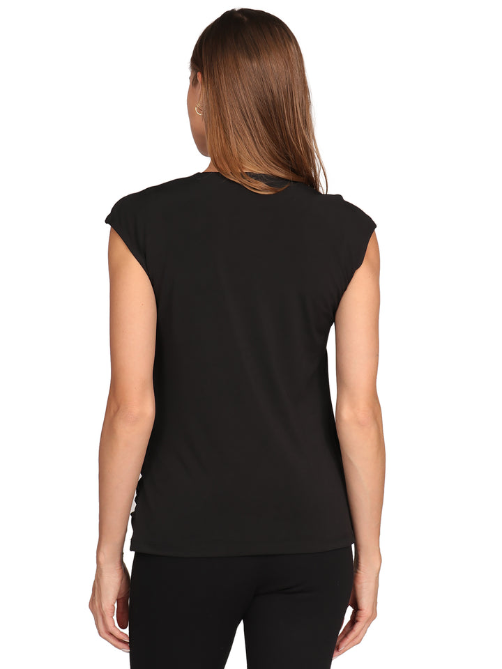 Blusa Escote en V,   Sin Manga