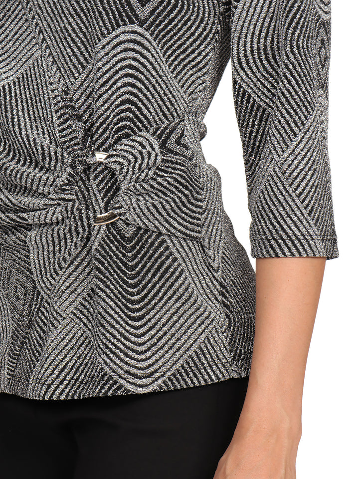 Blusa Cuello V, Manga 3/4,Brillos
