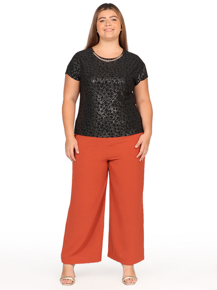 Blusa Curvy Carilo, Cuello Redondo,  Manga Corta