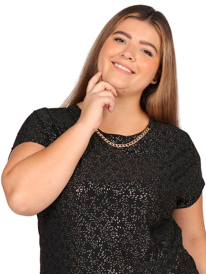 Blusa Curvy Carilo, Cuello Redondo,  Manga Corta