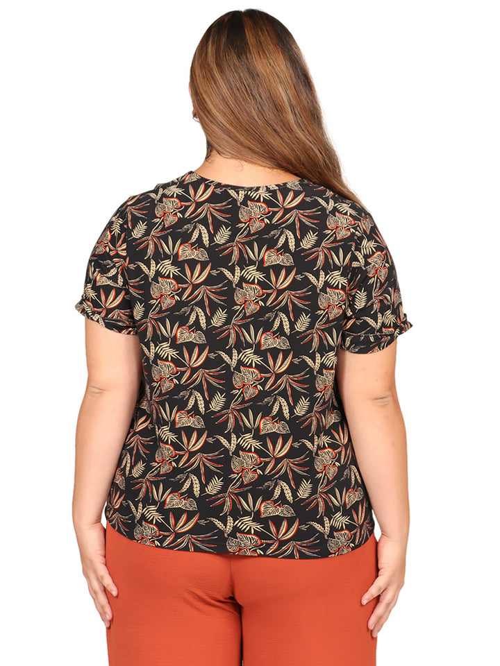 Blusa Curvy Carilo, Cuello V,  Manga Corta