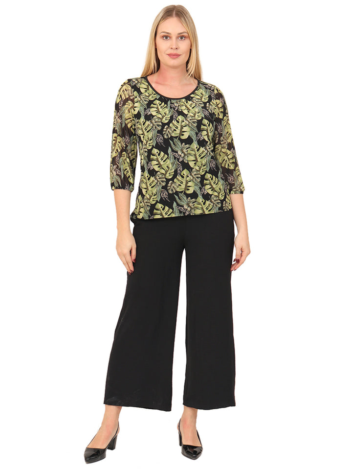 Blusa Cuello Redondo, Manga 3/4, Estampada