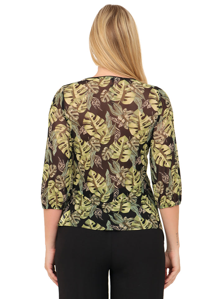 Blusa Cuello Redondo, Manga 3/4, Estampada