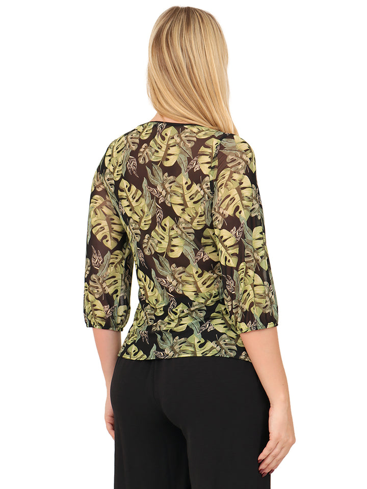 Blusa Cuello Redondo, Manga 3/4, Estampada