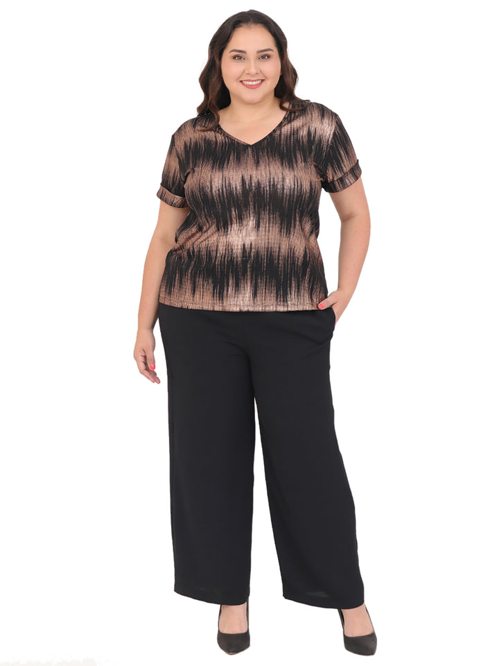 Blusa Curvy Carilo, Cuello V,  Manga Corta