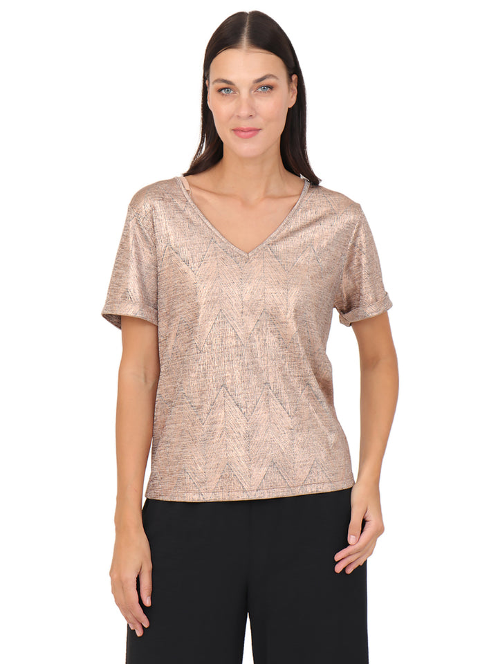 Blusa Cuello en V, Manga Corta