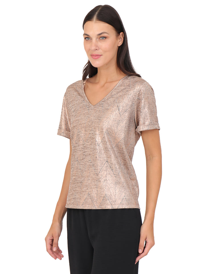 Blusa Cuello en V, Manga Corta