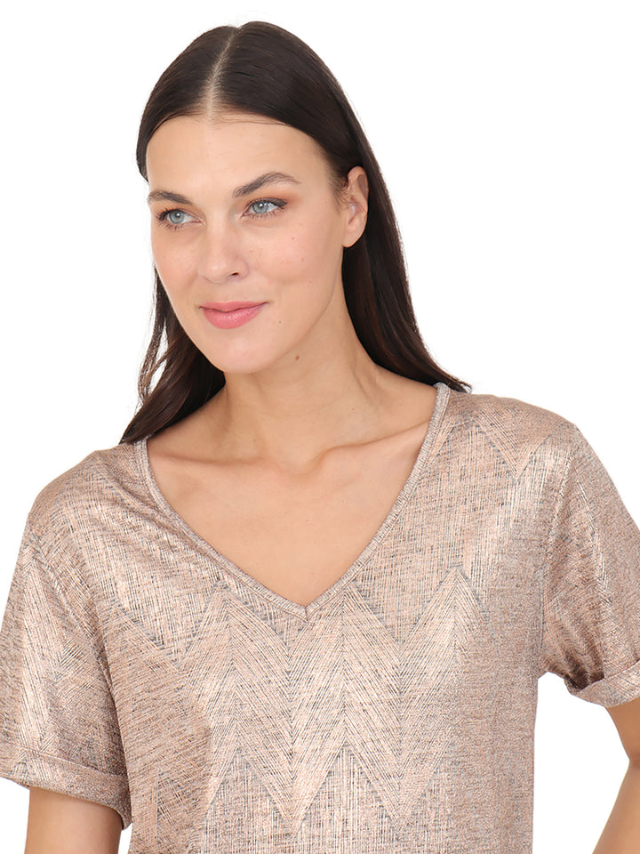 Blusa Cuello en V, Manga Corta