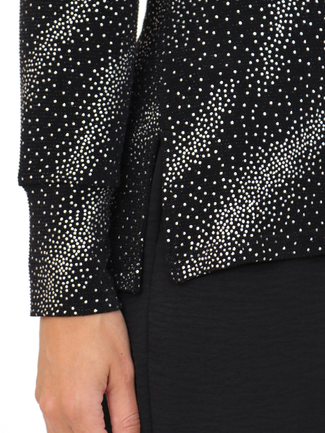 Blusa Cuello Redondo, Manga 3/4, Estampada brillos