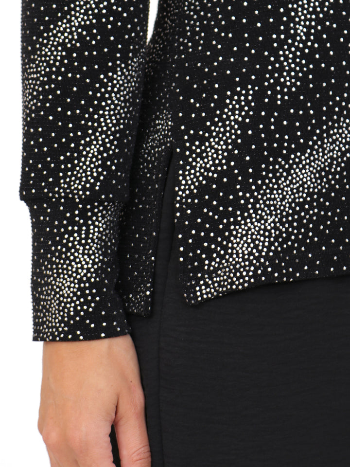 Blusa Cuello Redondo, Manga 3/4, Estampada brillos