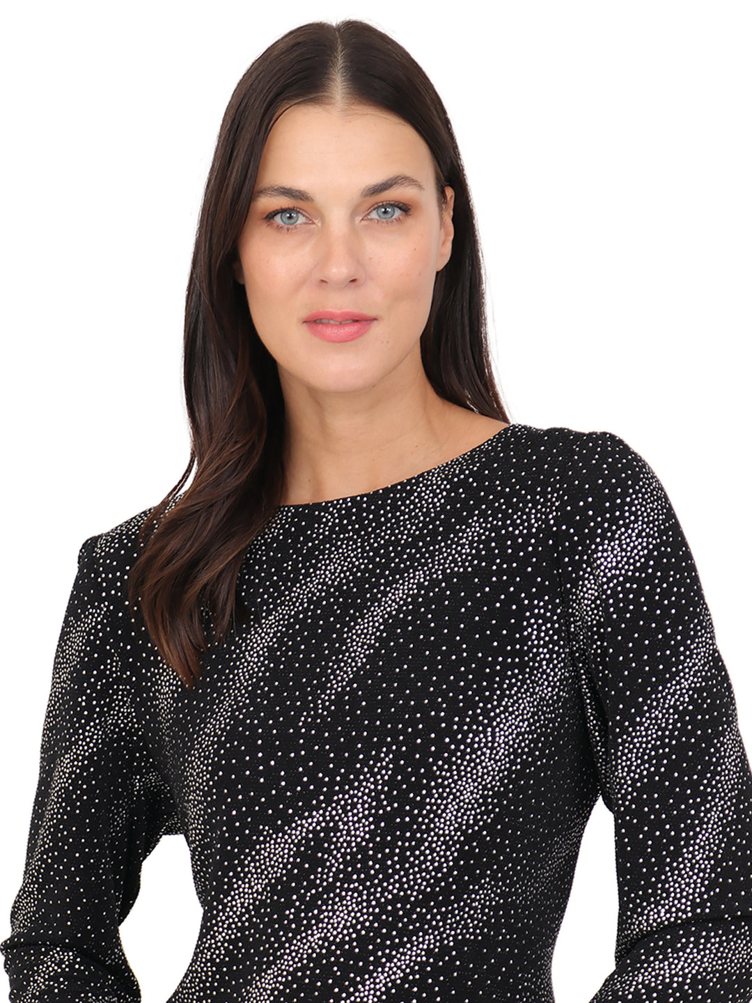 Blusa Cuello Redondo, Manga 3/4, Estampada brillos