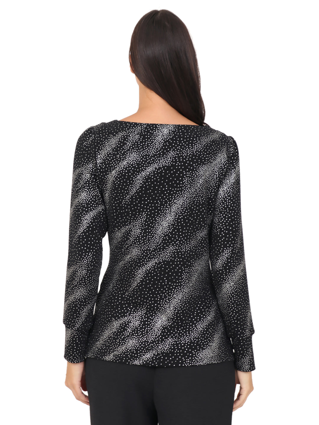 Blusa Cuello Redondo, Manga 3/4, Estampada brillos