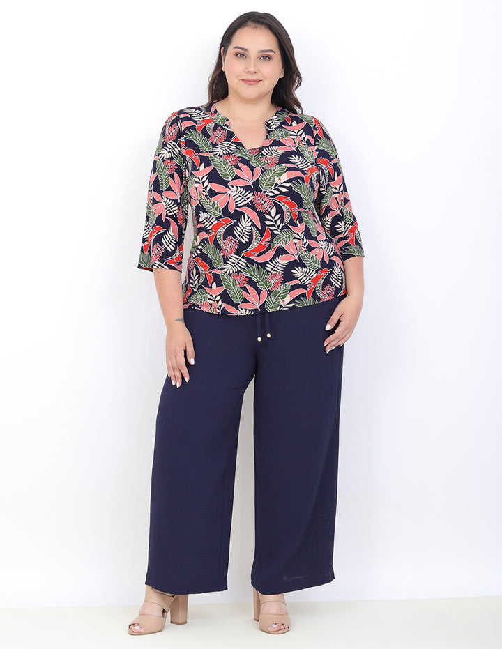 Blusa Curvy Carilo, Cuello V,  Manga 3/4, Estampada