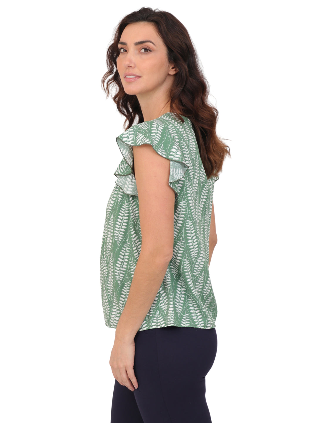 Blusa cuello V Manga Olán, con Amarre, Estampada