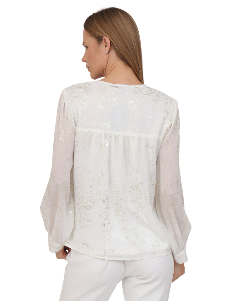 Blusa Cuello V, Manga Larga con Puño