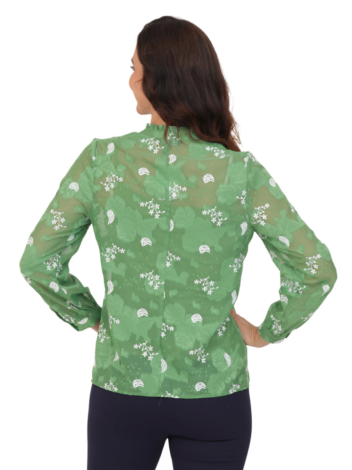 Blusa Cuello V, Manga Larga, Estampada