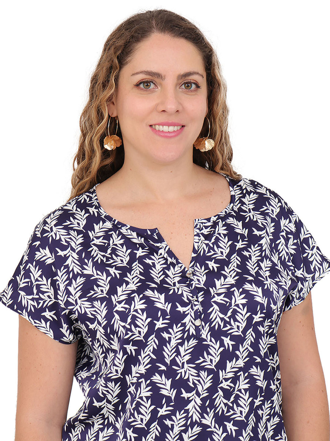 Blusa cuello Redondo, Manga Corta, Estampada