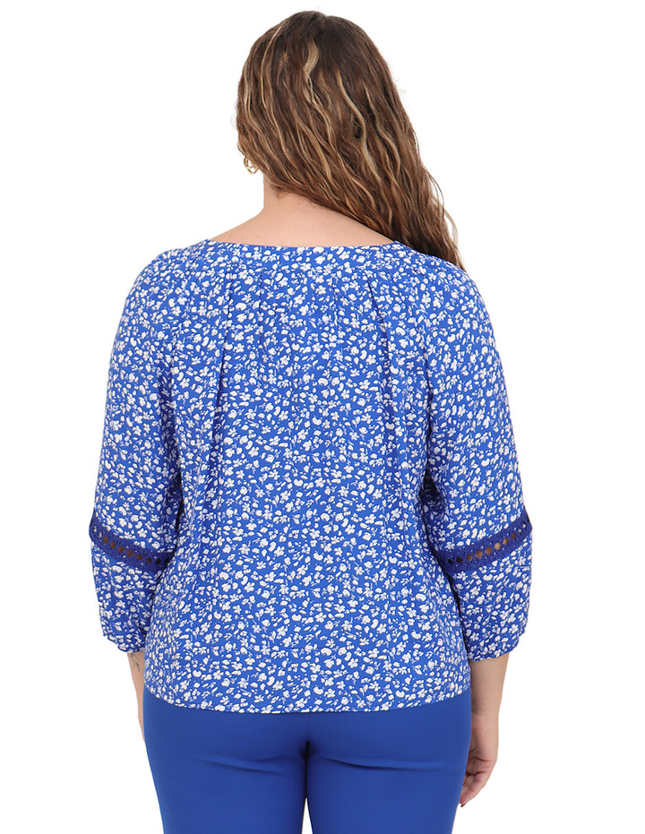 Blusa Cuello V, Manga 3/4, Estampada