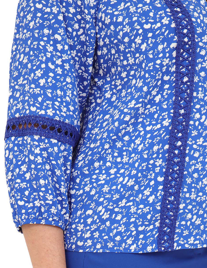 Blusa Cuello V, Manga 3/4, Estampada