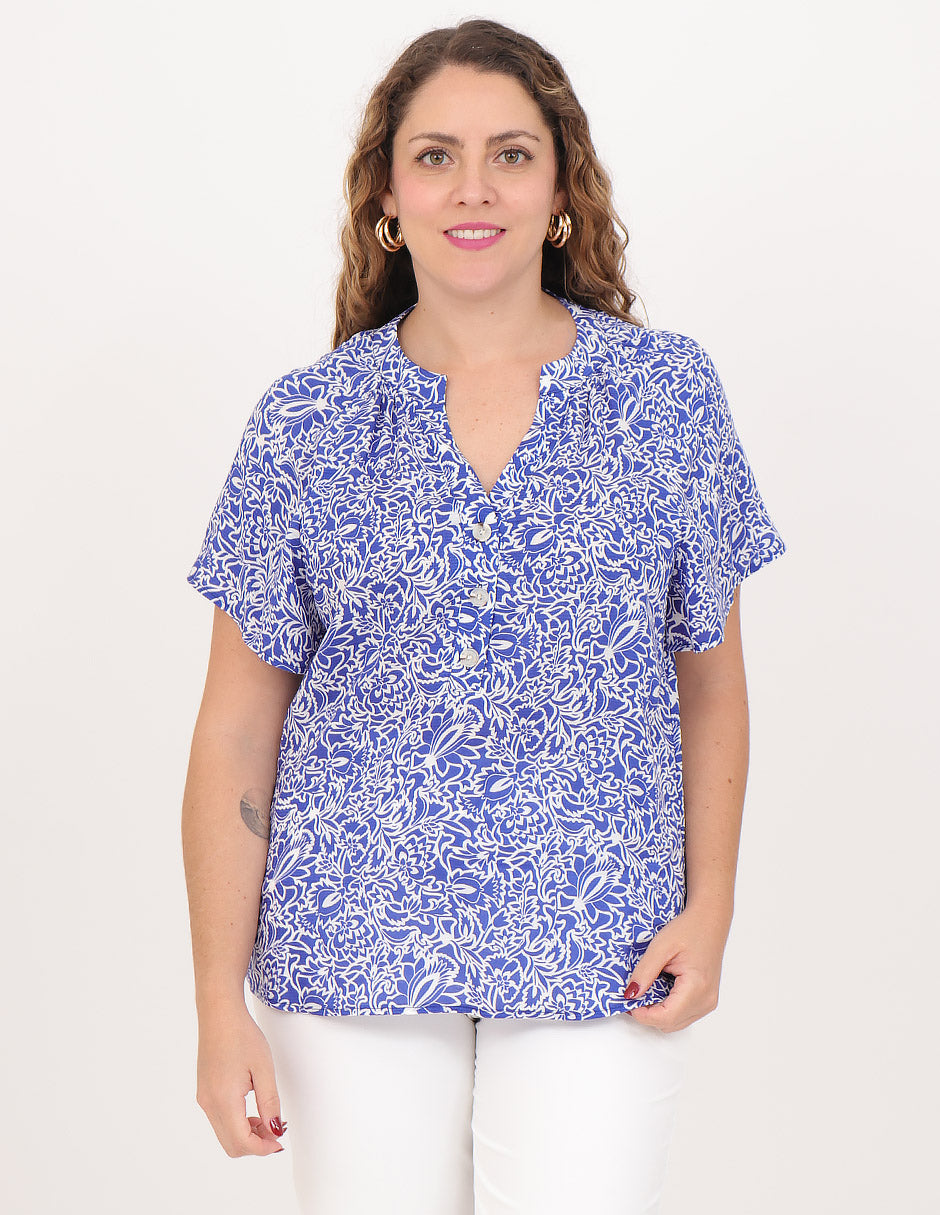 Blusa Cuello V, Manga Corta