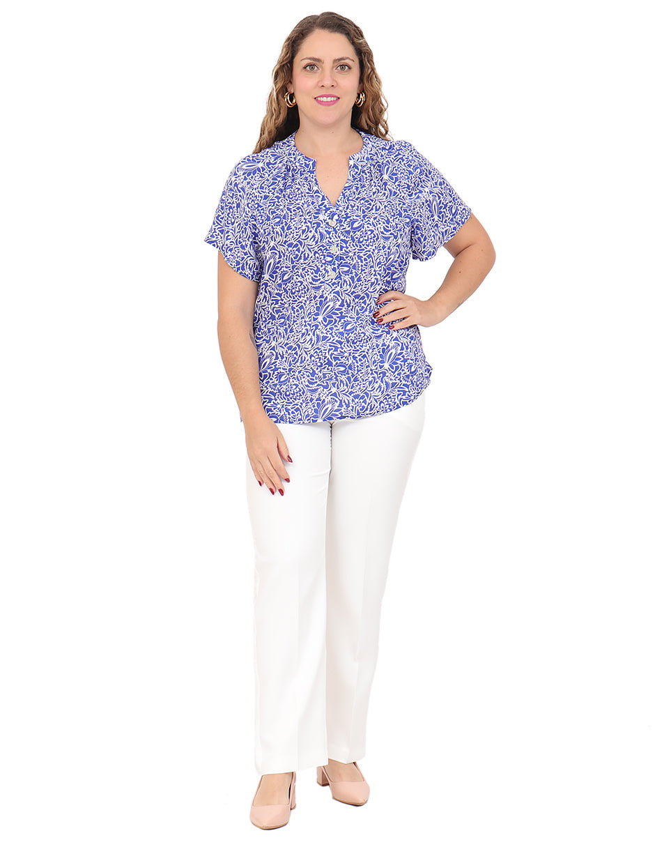Blusa Cuello V, Manga Corta