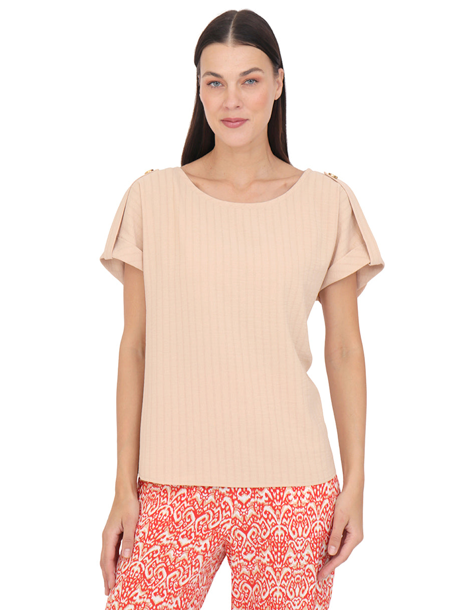 Blusa Cuello Redondo, Manga Corta