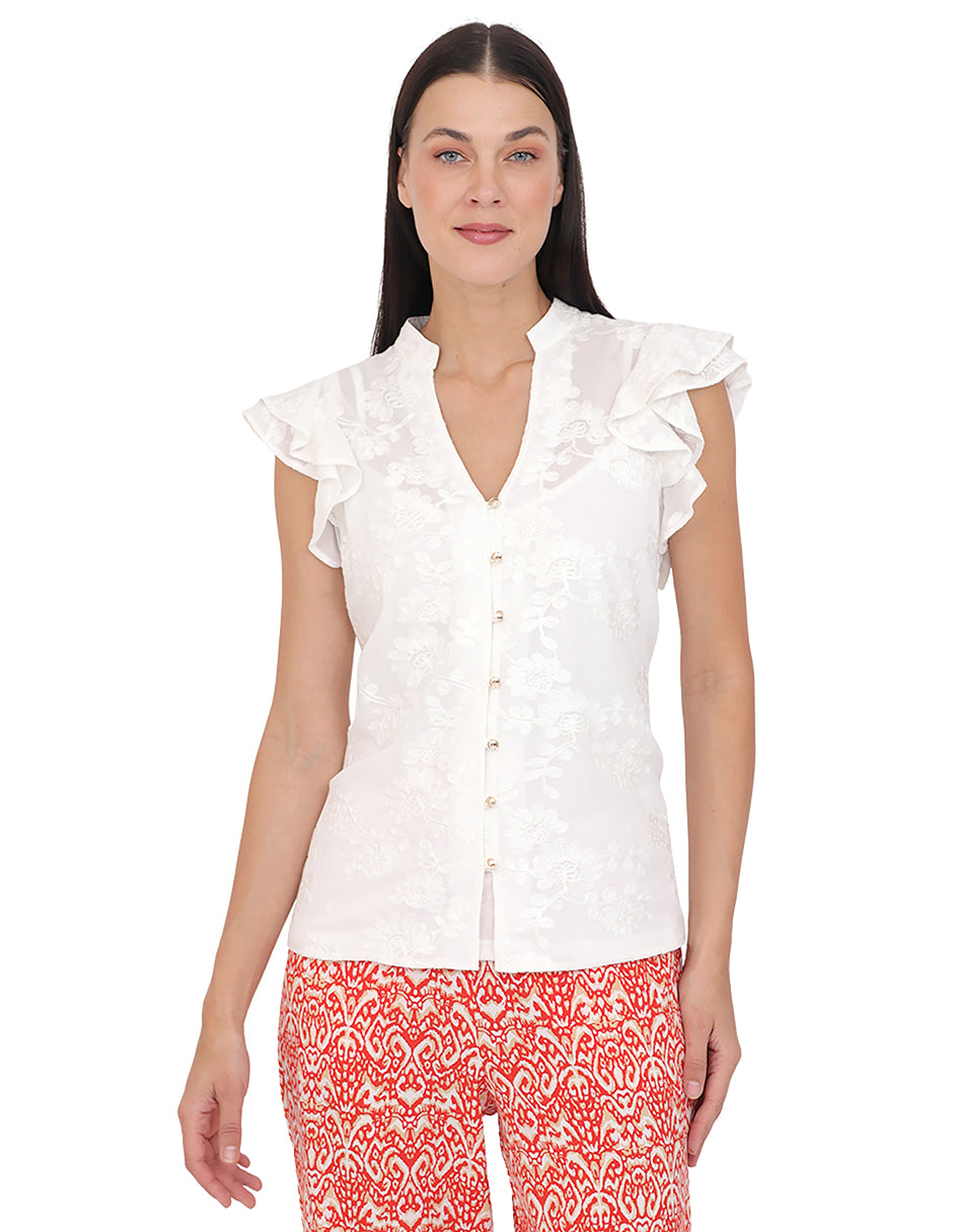 Blusa Cuello V, Manga Olán