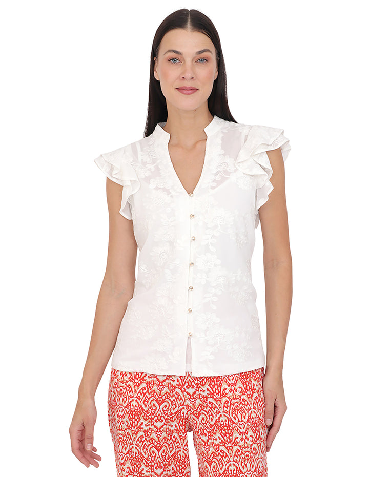 Blusa Cuello V, Manga Olán