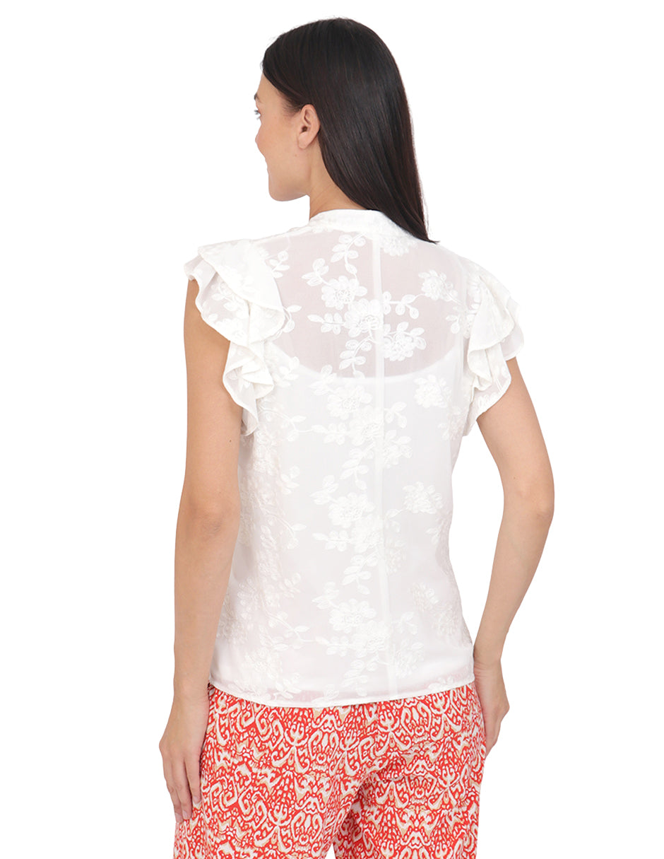 Blusa Cuello V, Manga Olán