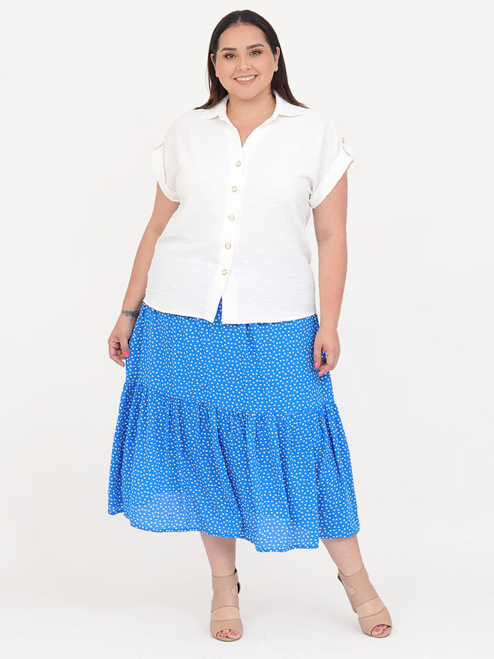 Blusa Curvy Carilo, Cuello Camisero,  Manga Corta