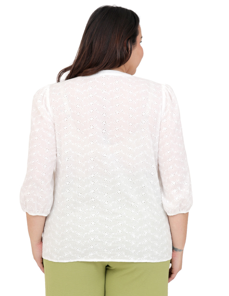 Blusa Curvy Carilo, Cuello V,  Manga Corta