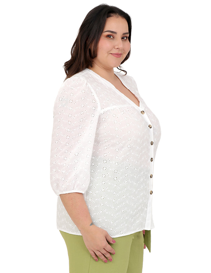 Blusa Curvy Carilo, Cuello V,  Manga Corta