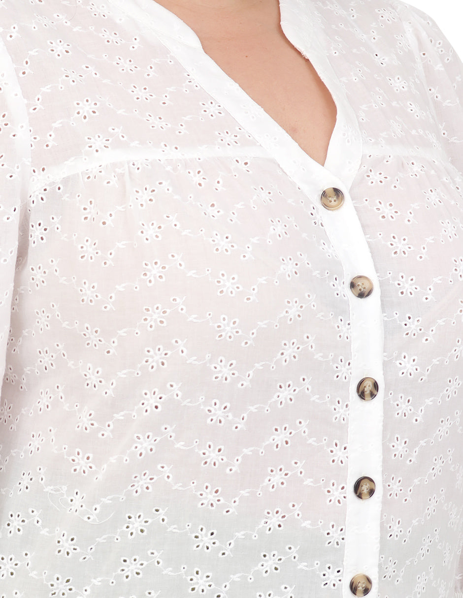 Blusa Curvy Carilo, Cuello V,  Manga Corta